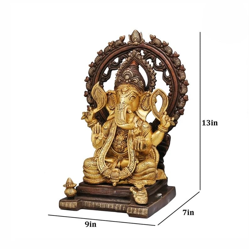 Mridaya Brass Ganesha Statue Large 33 Cm, Large Ganesh For Home, Ganesh For Temple, Brass Ganesh Statue, Hindu God Statue, House